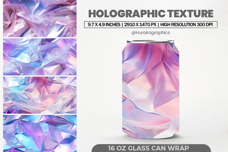 Holographic Texture Glass Can Wrap,16 Oz Tumbler Sublimation