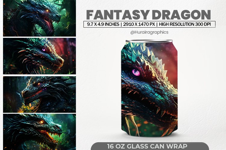 Fantasy Dragon Glass Can Wrap,16 Oz Tumbler Sublimation