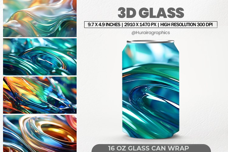 3d Glass Can Wrap, 16 Oz Tumbler Sublimation