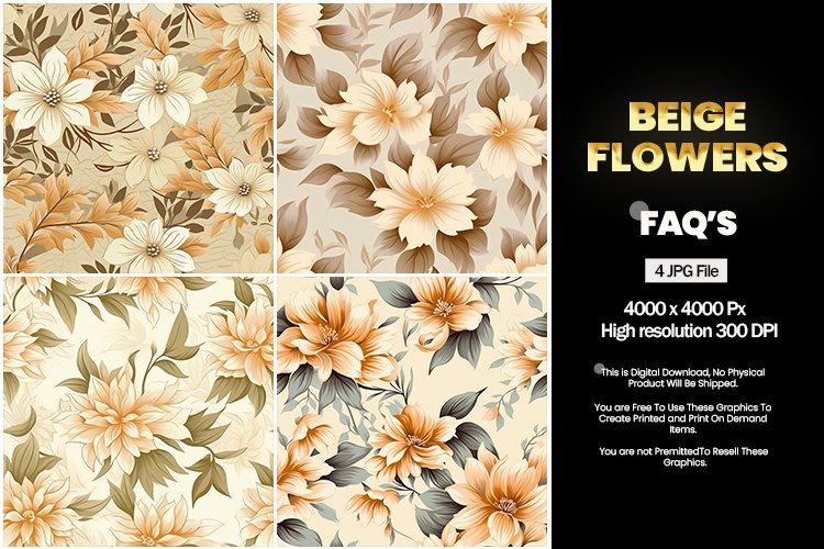 Beige flowers Square Coaster - 04 Variations