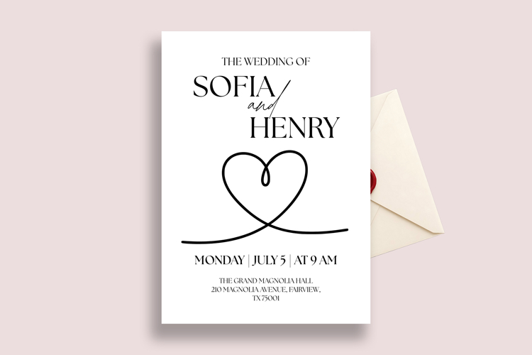 Minimalist Wedding Invitation Canva Template