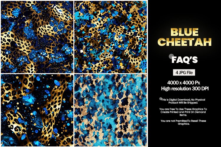 Blue Cheetah Square Coaster - 04 Variations