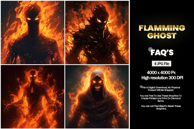 Flamming Ghost Square Coaster - 04 Variations