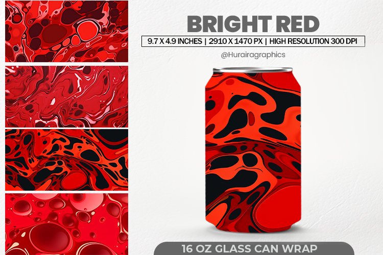 Bright Red Glass Can Wrap, 16 Oz Tumbler Sublimation
