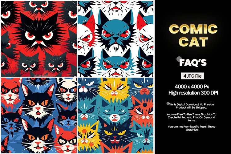 Comic Cat Square Coaster - 04 Variations