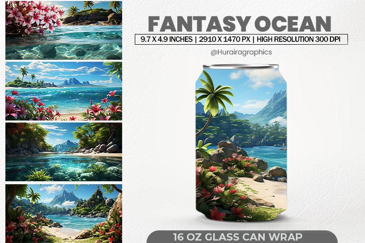 Fantasy Ocean Glass Can Wrap,16 Oz Tumbler Sublimation