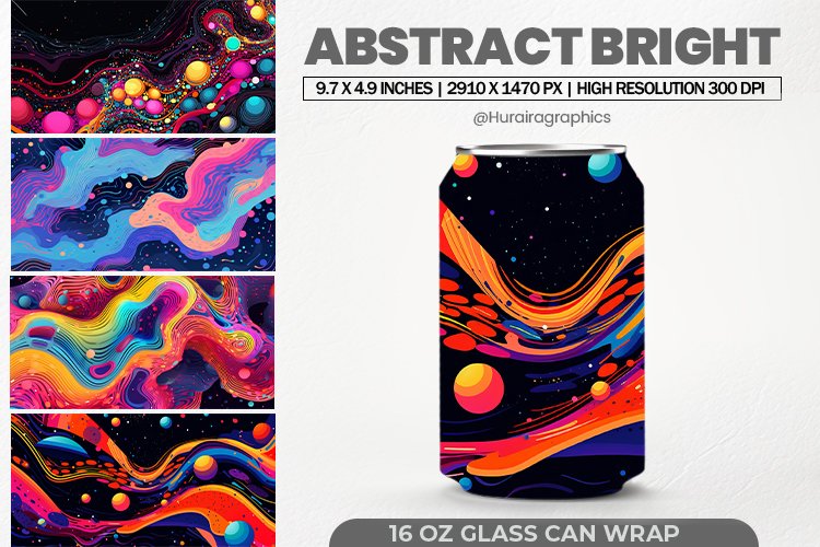 Abstract Bright Glass Can Wrap, 16 Oz Tumbler Sublimation