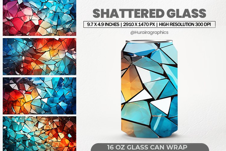 Shattered Glass Can Wrap,16 Oz Tumbler Sublimation
