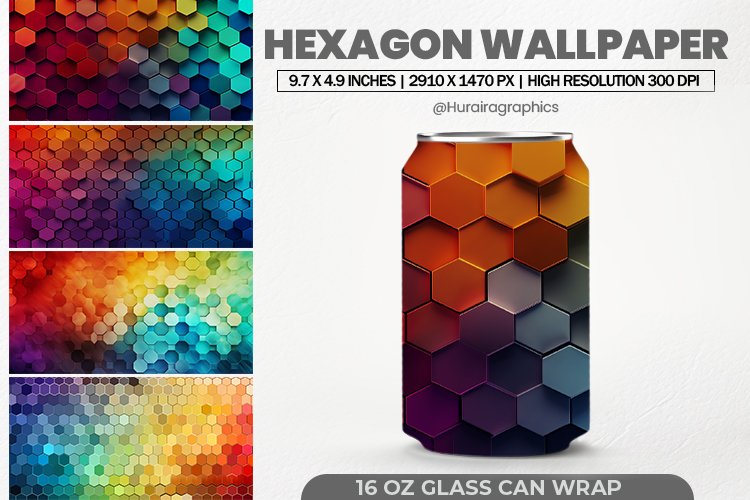 Hexagon Wallpaper Glass Can Wrap,16 Oz Tumbler Sublimation