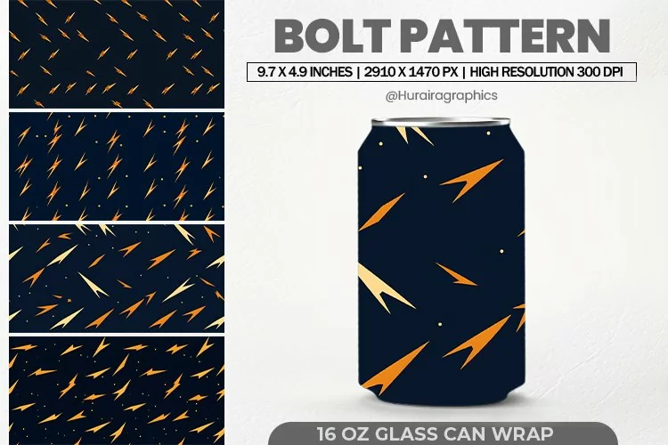 Bolt Pattern Glass Can Wrap, 16 Oz Tumbler Sublimation