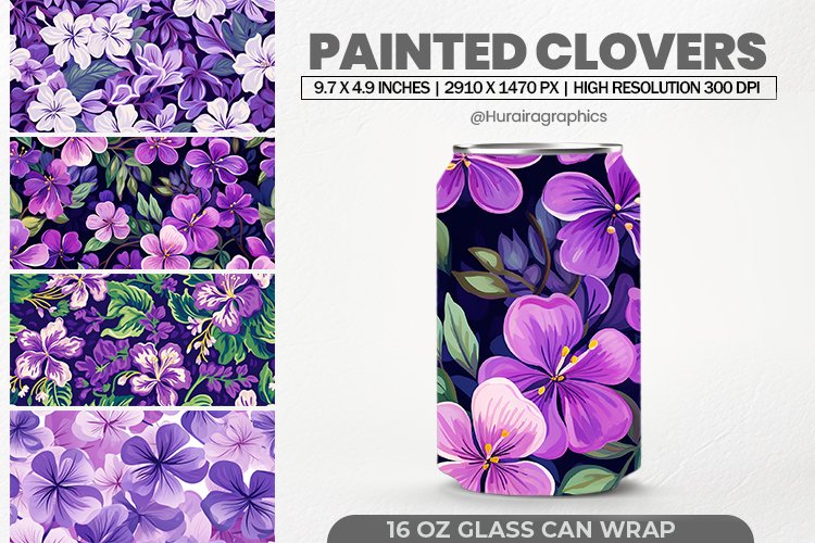 Painted Clovers Glass Can Wrap,16 Oz Tumbler Sublimation