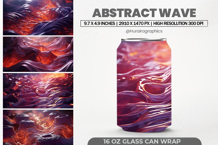Abstract Wave Can Wrap, 16 Oz Tumbler Sublimation