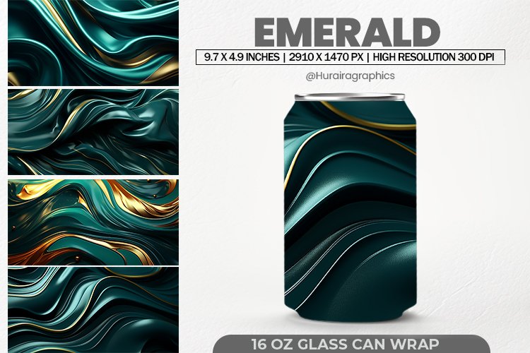 Emerald Glass Can Wrap,16 Oz Tumbler Sublimation