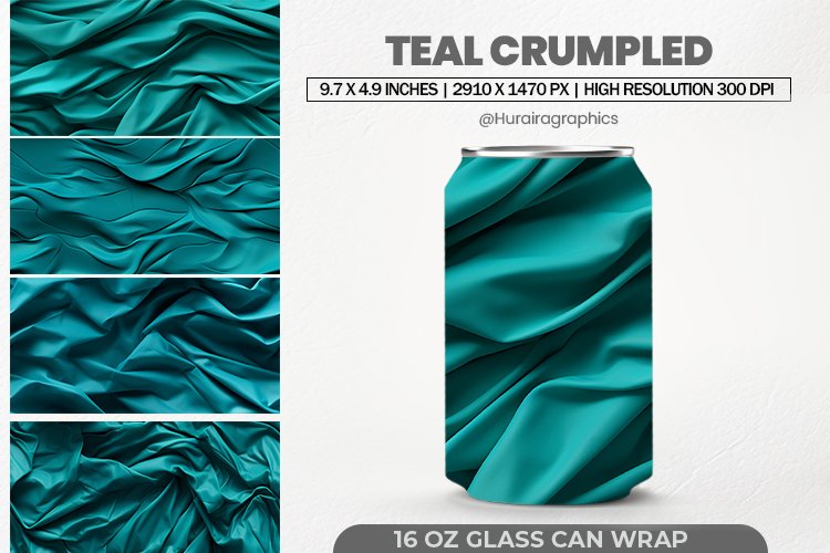 Teal Crumpled Glass Can Wrap,16 Oz Tumbler Sublimation