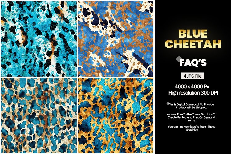 Blue Cheetah Square Coaster - 04 Variations