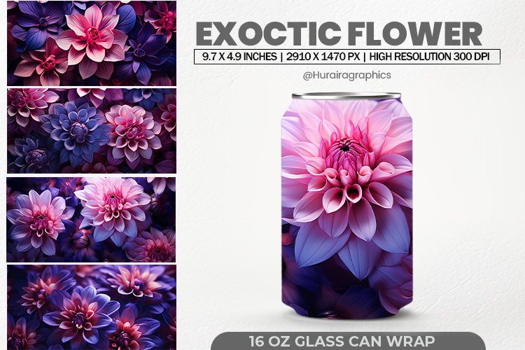 Exoctic Flower Glass Can Wrap,16 Oz Tumbler Sublimation