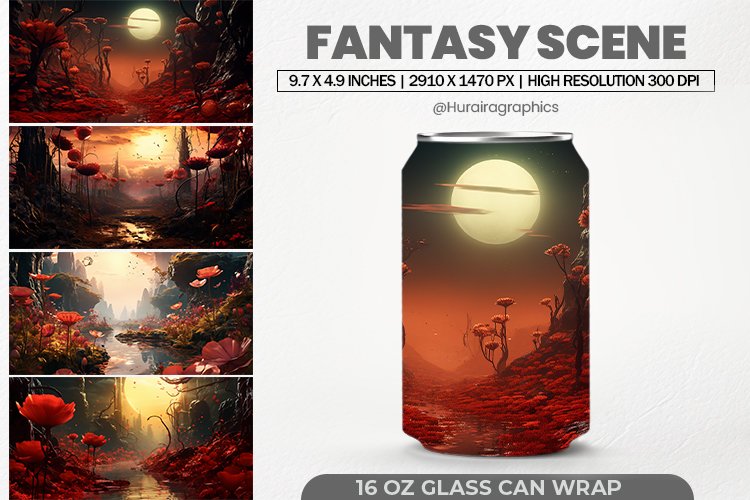 Fantasy Scene Glass Can Wrap,16 Oz Tumbler Sublimation