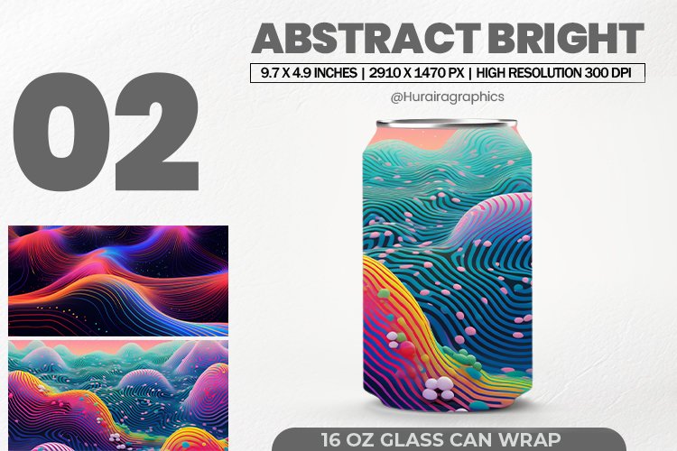 Abstract Bright Glass Can Wrap, 16 Oz Tumbler Sublimation