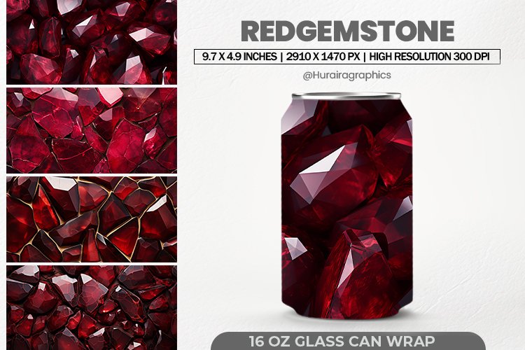 RedGemstone Glass Can Wrap,16 Oz Tumbler Sublimation example image 1