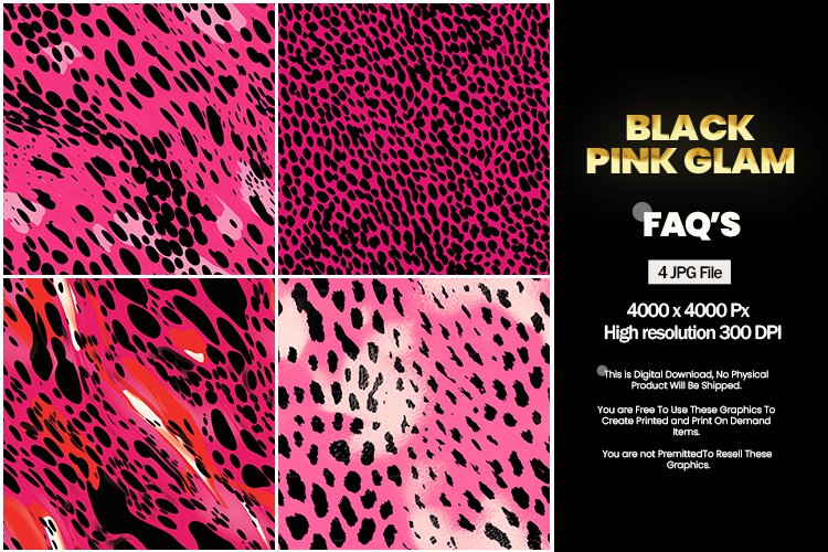 Black Pink Glam Square Coaster - 04 Variations