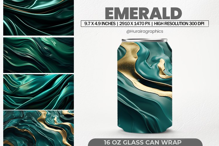 Emerald Glass Can Wrap,16 Oz Tumbler Sublimation