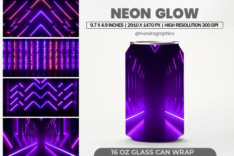 Neon Glow Glass Can Wrap,16 Oz Tumbler Sublimation
