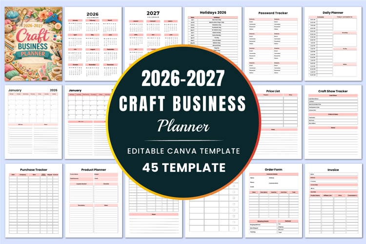 2026 -2027 Craft Business Planner Canva Templates