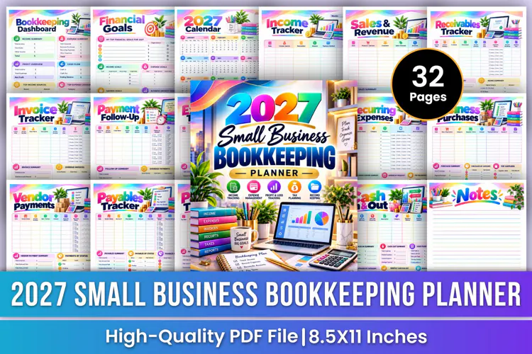 2027 Business Bookkeeping Planner | Income, Expenses