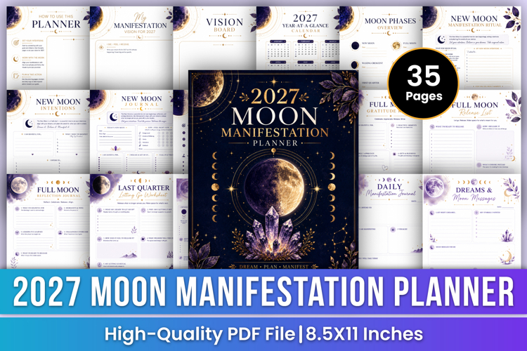 2027 Moon Manifestation Planner | Lunar Intention Journal