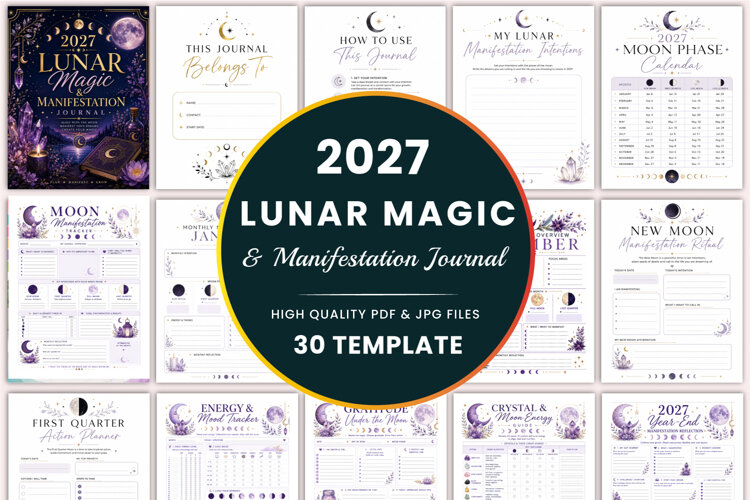 2027 Lunar Magic & Manifestation Journal Kdp example image 1