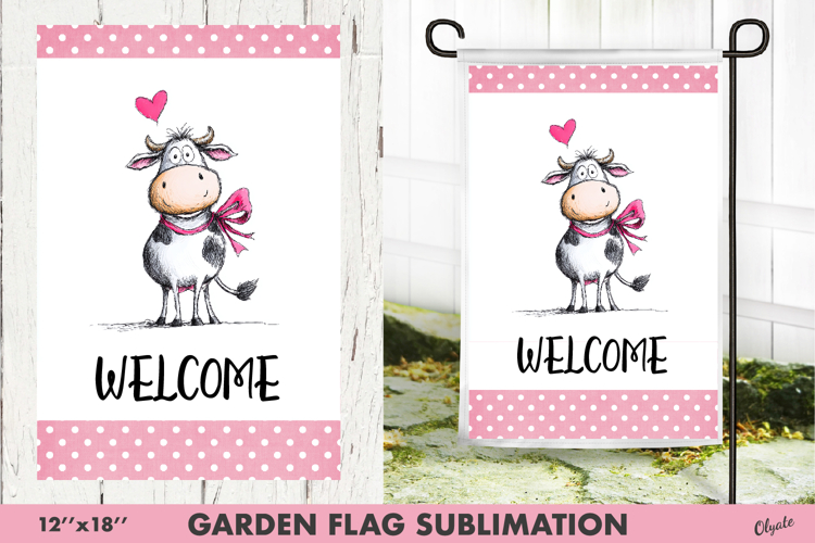 Funny Valentine Cow Garden Flag PNG