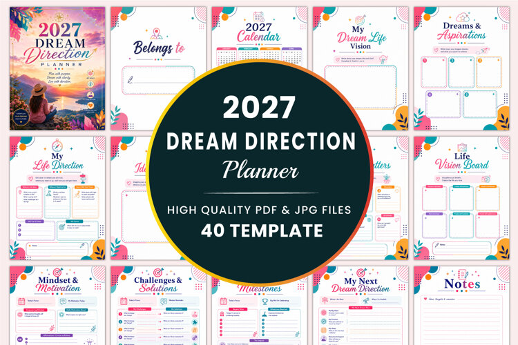 2027 Dream Direction Planner Templates example image 1