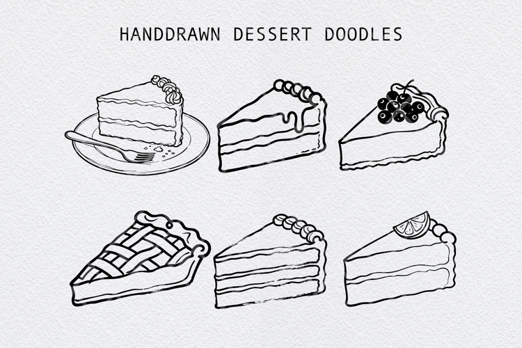 HandDrawn Dessert Cake Clipart Bundle