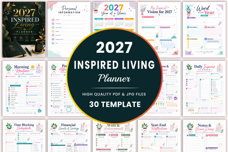2027 Inspired Living Planner Kdp templates example image 1