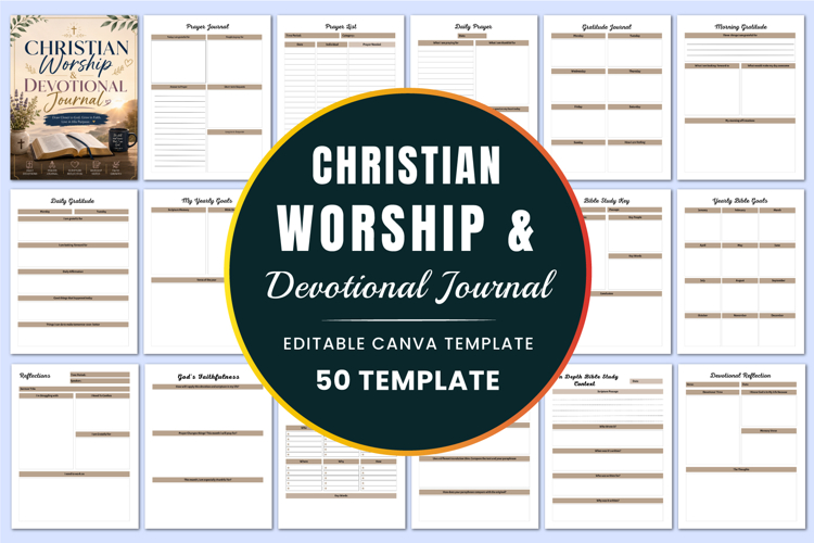 Christian Worship & Devotional Journal Canva Templates