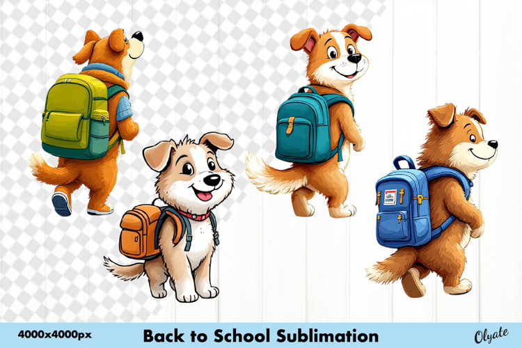 Back to School Sublimation. Cute Dog Clipart