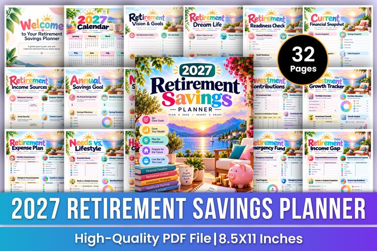 2027 Retirement Savings Planner | Retirement Goals, Savings example image 1