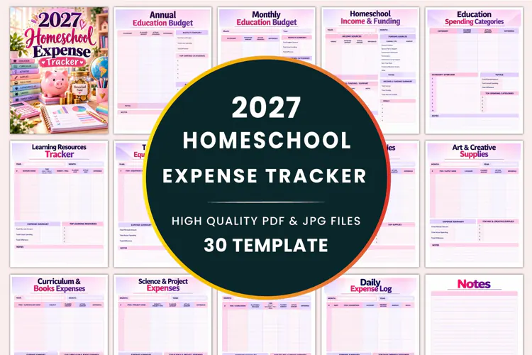 2027 Homeschool Expense Tracker Kdp interiors
