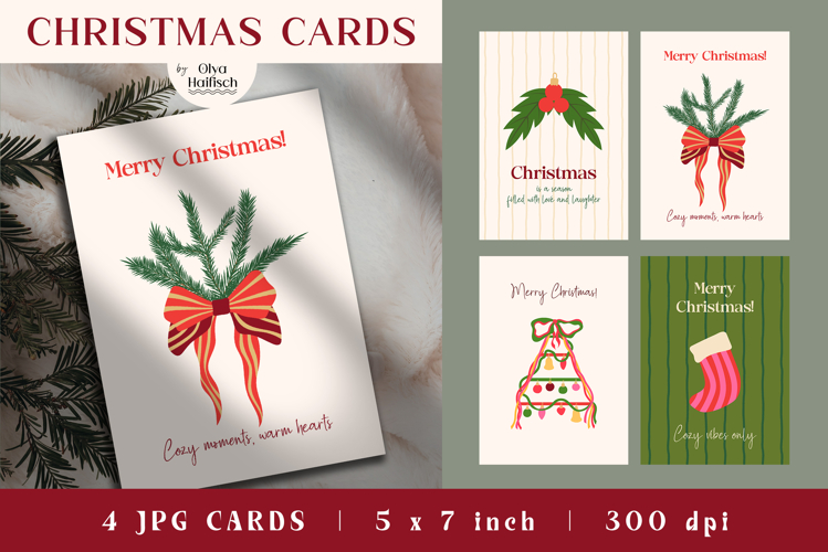 Merry Christmas Cards. Festive Winter Greeting Cards