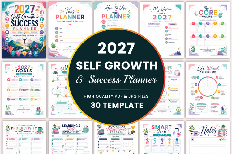 2027 Self Growth & Success Planner kdp interiors example image 1