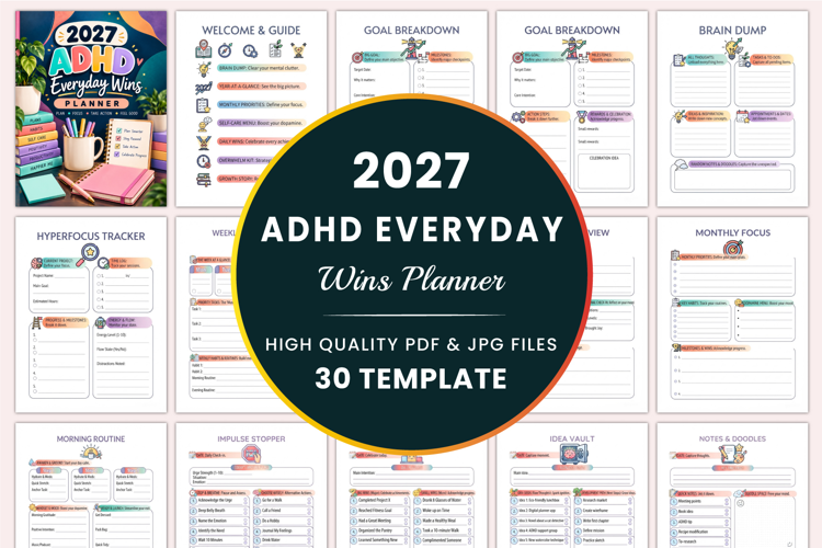 2027 ADHD Everyday Wins Planner Kdp interiors