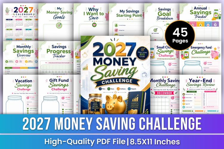 2027 Money Saving Challenge | Savings Tracker, Budget Goals