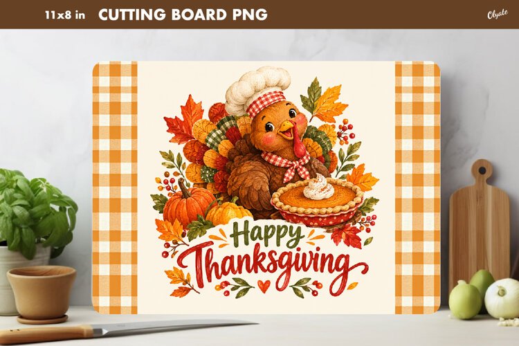 Thanksgiving Day Kitchen Sublimation. Cutting Board example image 1