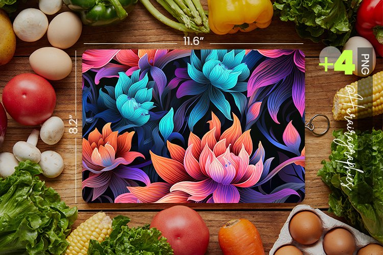 Holographic Flower Cutting Board Design - 04 Variations
