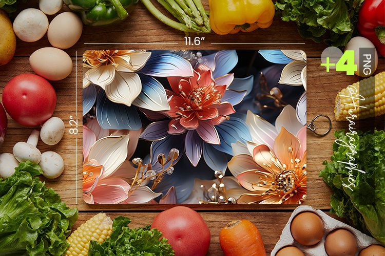 Holographic Flower Cutting Board Design - 04 Variations