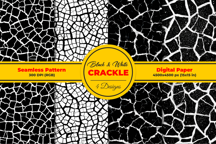 Black and White Crackle Seamless Pattern
