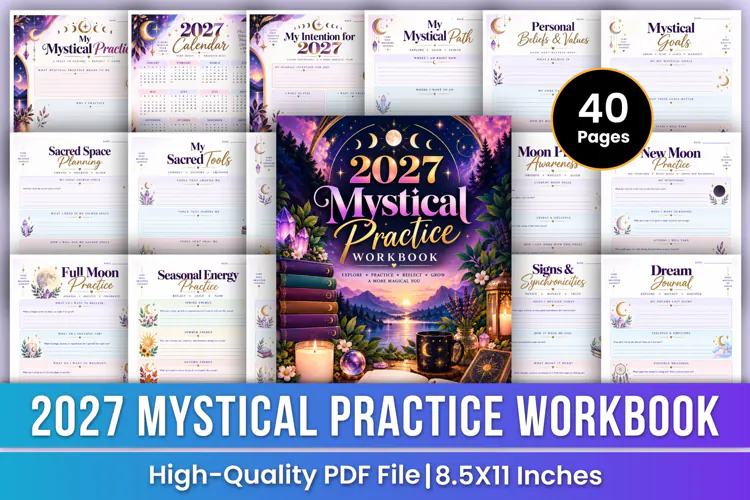 2027 Mystical Practice Workbook | Intuition, Moon Cycles