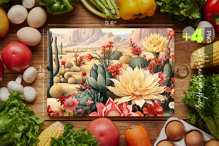 Desert Floral Cutting Board Design - 04 Variations