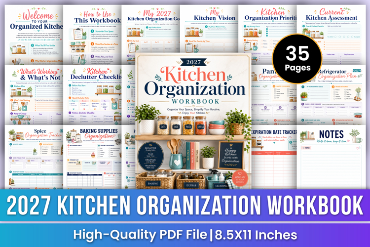 2027 Kitchen Organization Workbook | Pantry, Meal Prep