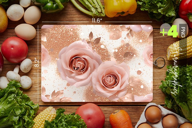Gold Rose Cutting Board Design - 04 Variations